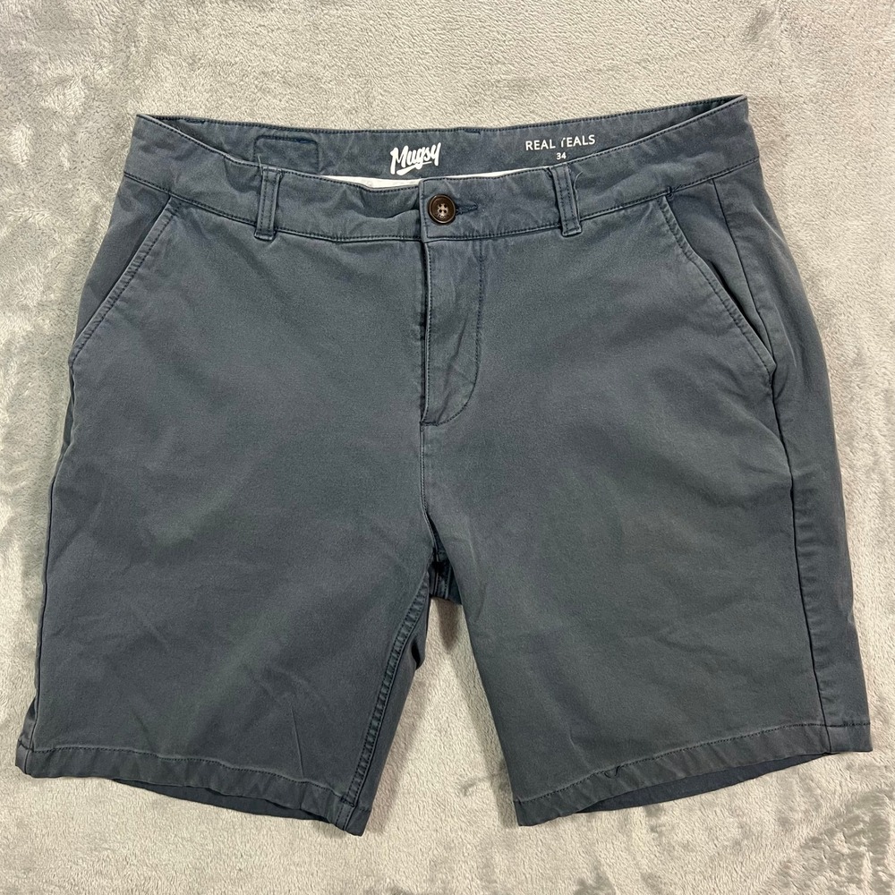 Mugsy Real Teals Chino Shorts Men 34 Dark Blue Stretch K6SNTE Casual Summer Golf